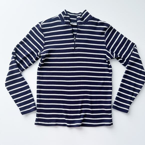 L.L. Bean Striped Quarter Zip Sweater - Picture 1 of 8